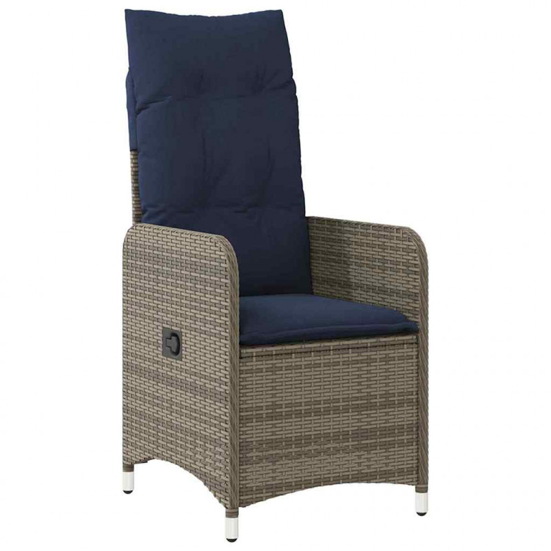 Zestaw stół i krzesła z poduszką 5 pcs Szary Rattan PE