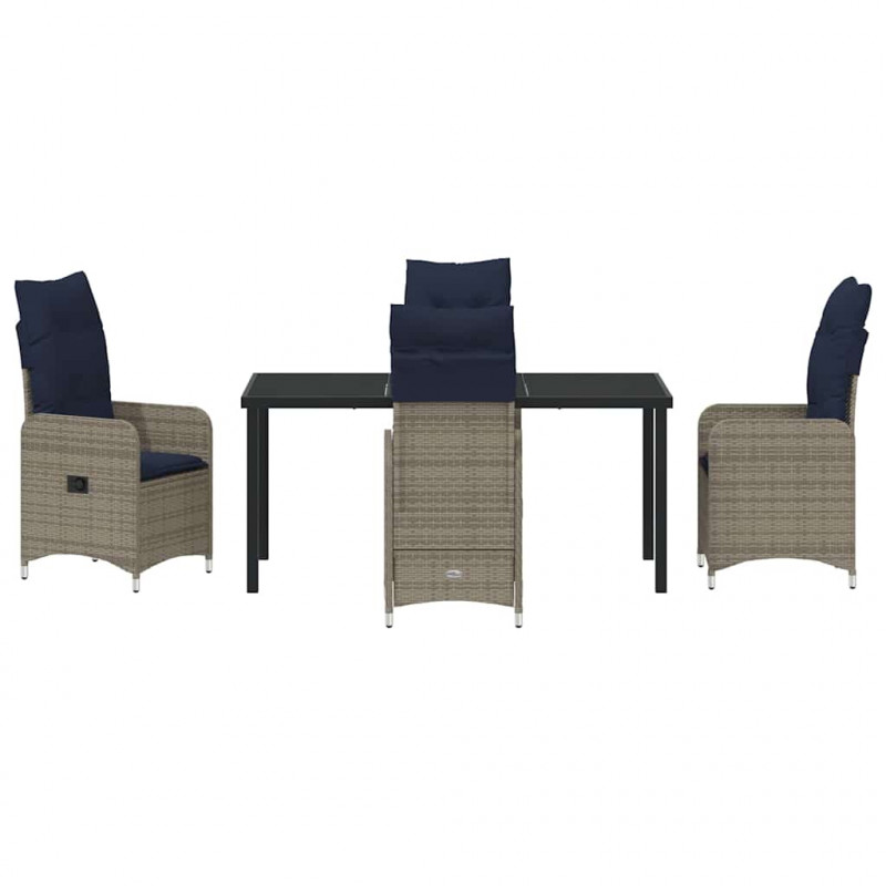 Zestaw stół i krzesła z poduszką 5 pcs Szary Rattan PE
