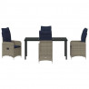 Zestaw stół i krzesła z poduszką 5 pcs Szary Rattan PE