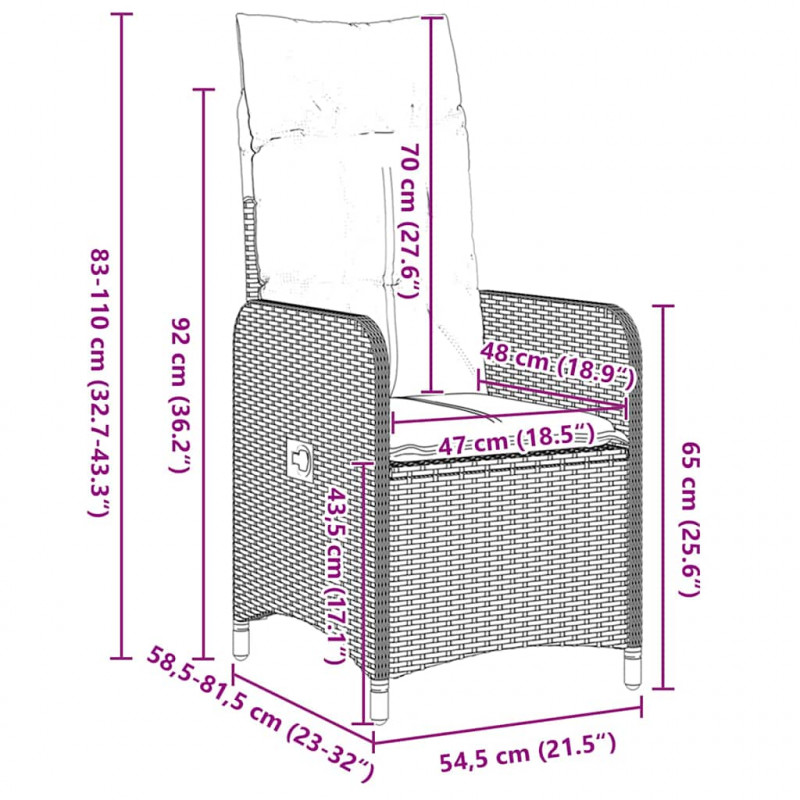 Zestaw stół i krzesła z poduszką 5 pcs Szary Rattan PE