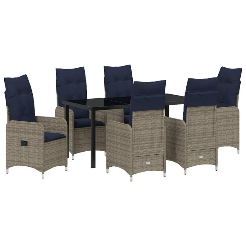 Zestaw stół i krzesła z poduszką 7 pcs Szary Rattan PE