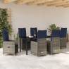 Zestaw stół i krzesła z poduszką 7 pcs Szary Rattan PE