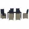 Zestaw stół i krzesła z poduszką 7 pcs Szary Rattan PE