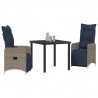 Zestaw stół i krzesła z poduszką 3 pcs Szary Rattan PE