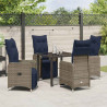 Zestaw stół i krzesła z poduszką 5 pcs Szary Rattan PE