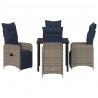 Zestaw stół i krzesła z poduszką 5 pcs Szary Rattan PE