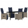 Zestaw stół i krzesła z poduszką 5 pcs Szary Rattan PE
