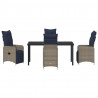 Zestaw stół i krzesła z poduszką 5 pcs Szary Rattan PE