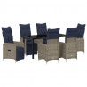 Zestaw stół i krzesła z poduszką 7 pcs Szary Rattan PE