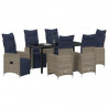 Zestaw stół i krzesła z poduszką 7 pcs Szary Rattan PE