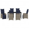 Zestaw stół i krzesła z poduszką 7 pcs Szary Rattan PE