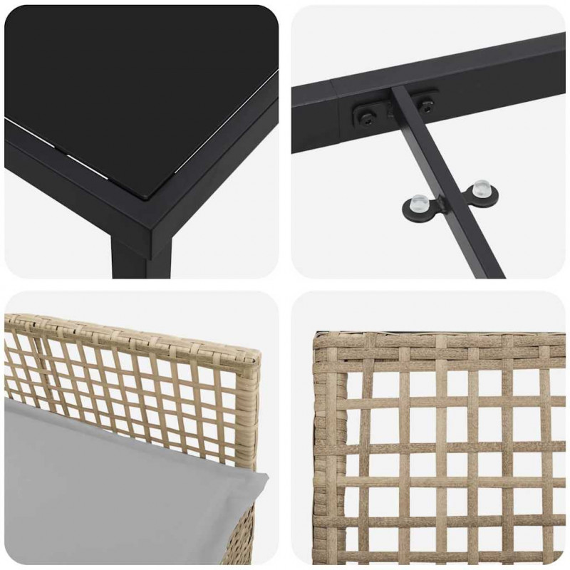 Zestaw do jadalni w ogrodzie z poduszką 5 pcs Beżowy polirattan