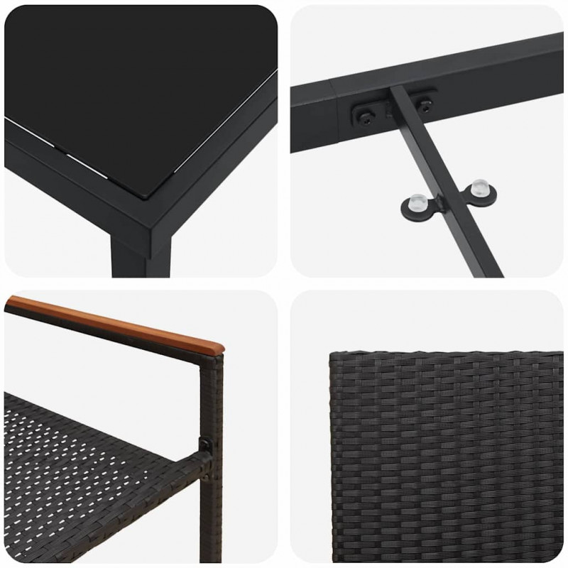 Zestaw do jadalni w ogrodzie z poduszką 5 pcs Czarny polirattan