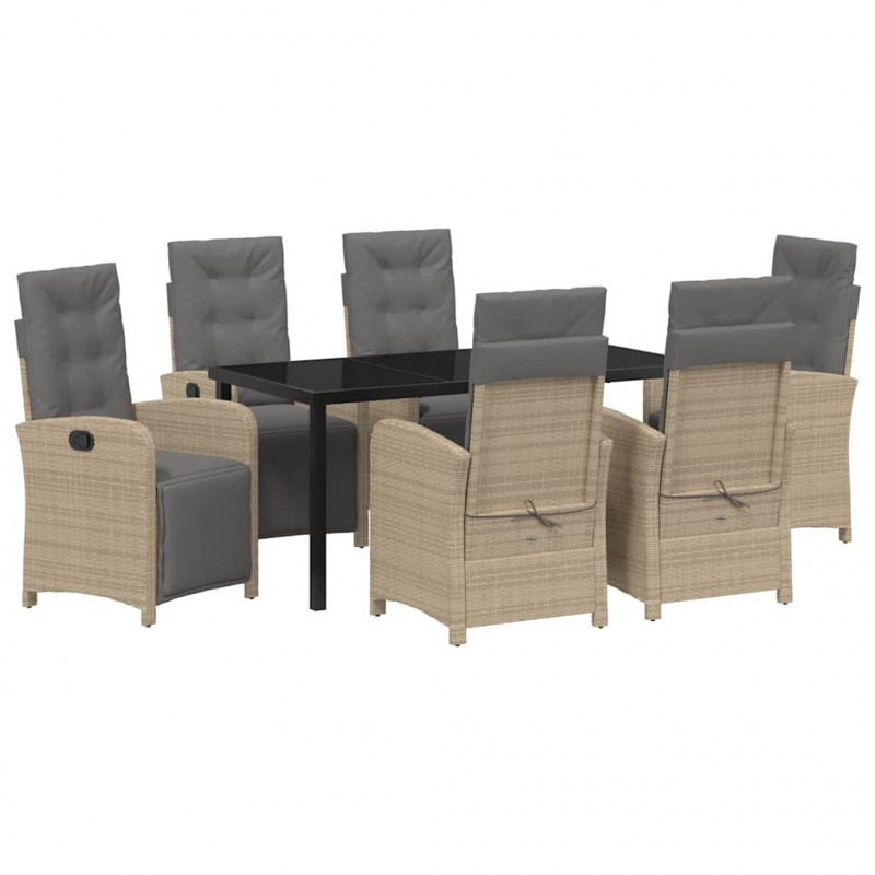 Zestaw do jadalni w ogrodzie z poduszką 7 pcs Beżowy polirattan