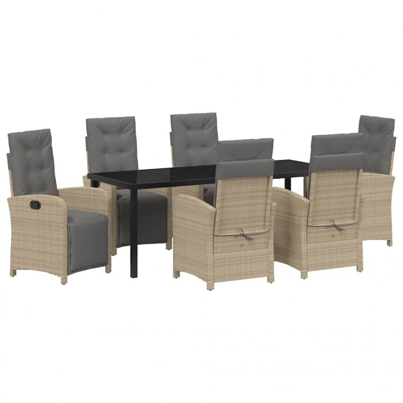 Zestaw do jadalni w ogrodzie z poduszką 7 pcs Beżowy polirattan