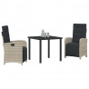 Zestaw do jadalni w ogrodzie 3 pcs Jasnoszary polirattan