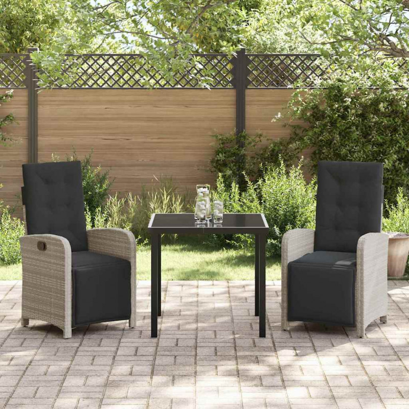 Zestaw do jadalni w ogrodzie 3 pcs Jasnoszary polirattan