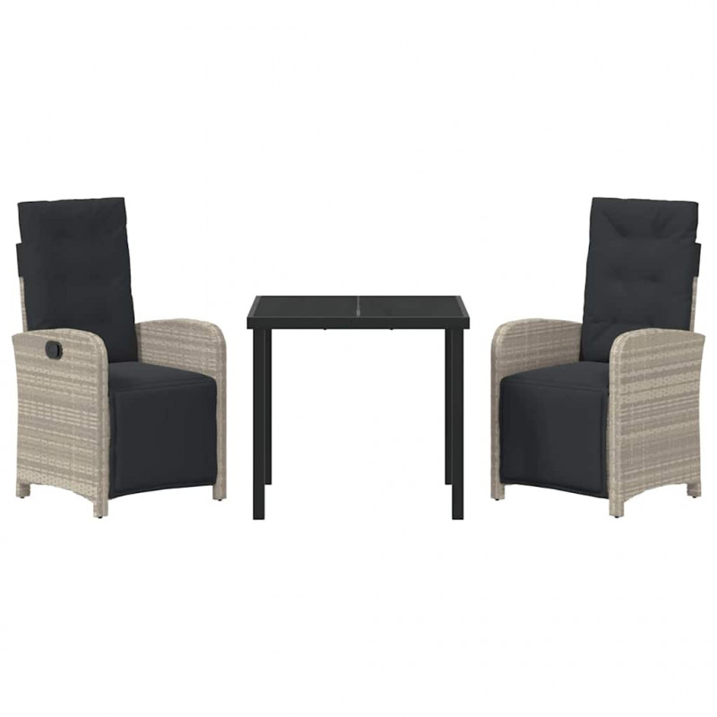 Zestaw do jadalni w ogrodzie 3 pcs Jasnoszary polirattan