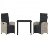 Zestaw do jadalni w ogrodzie 3 pcs Jasnoszary polirattan