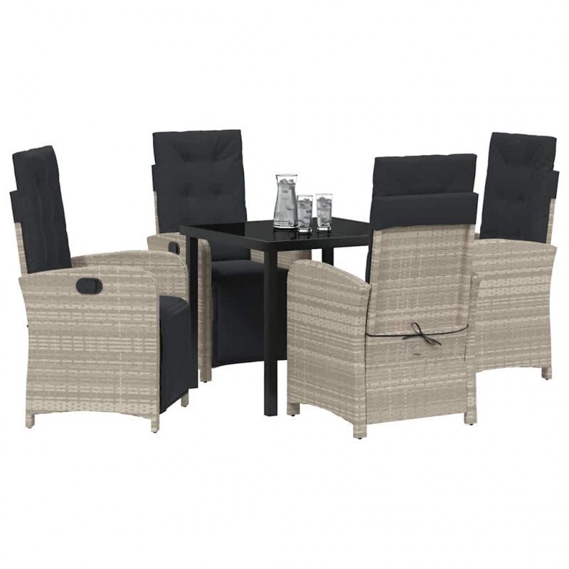 Zestaw do jadalni w ogrodzie 5 pcs Jasnoszary polirattan