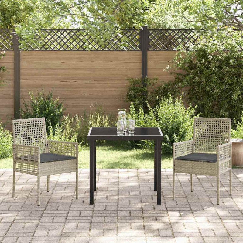 Zestaw do jadalni w ogrodzie 3 pcs Jasnoszary polirattan