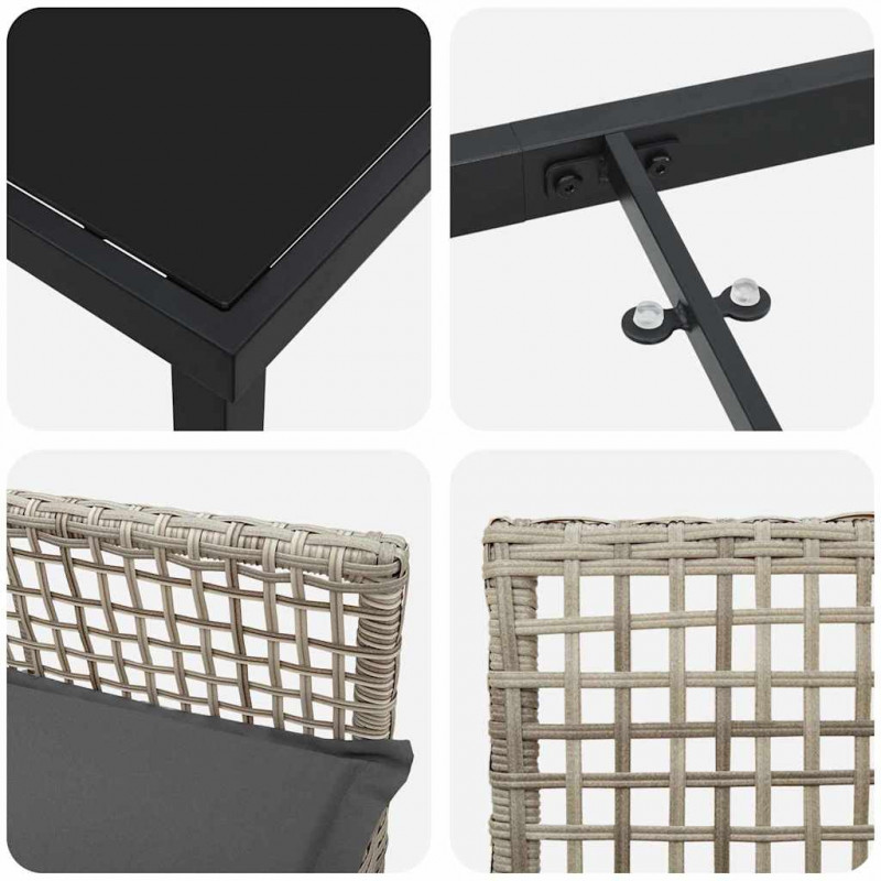 Zestaw do jadalni w ogrodzie 3 pcs Jasnoszary polirattan