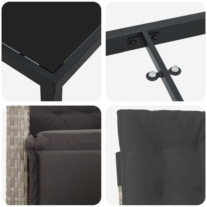 Zestaw do jadalni w ogrodzie 5 pcs Jasnoszary polirattan