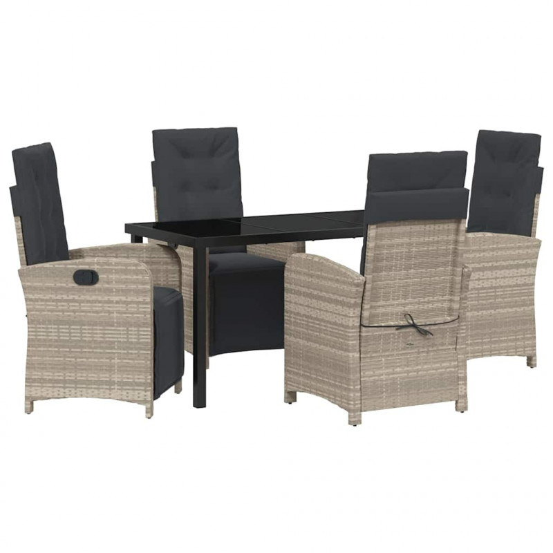 Zestaw do jadalni w ogrodzie 5 pcs Jasnoszary polirattan