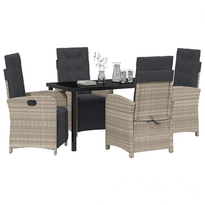 Zestaw do jadalni w ogrodzie 5 pcs Jasnoszary polirattan