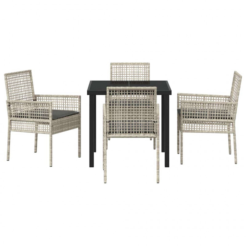 Zestaw do jadalni w ogrodzie 5 pcs Jasnoszary polirattan