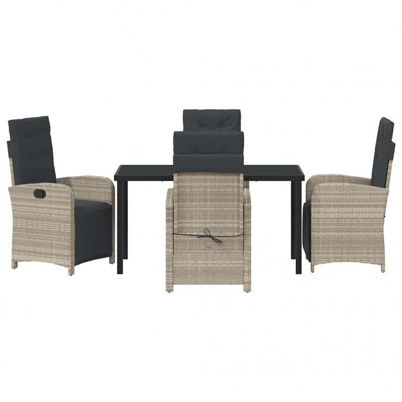 Zestaw do jadalni w ogrodzie 5 pcs Jasnoszary polirattan