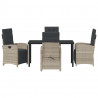 Zestaw do jadalni w ogrodzie 5 pcs Jasnoszary polirattan