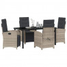 Zestaw do jadalni w ogrodzie 5 pcs Jasnoszary polirattan