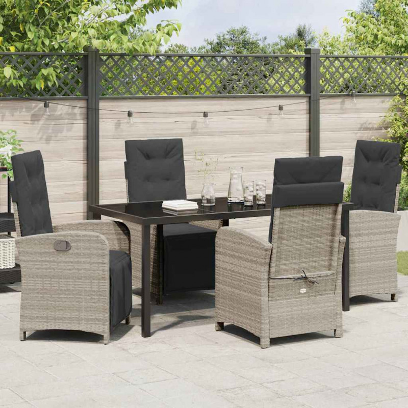 Zestaw do jadalni w ogrodzie 5 pcs Jasnoszary polirattan