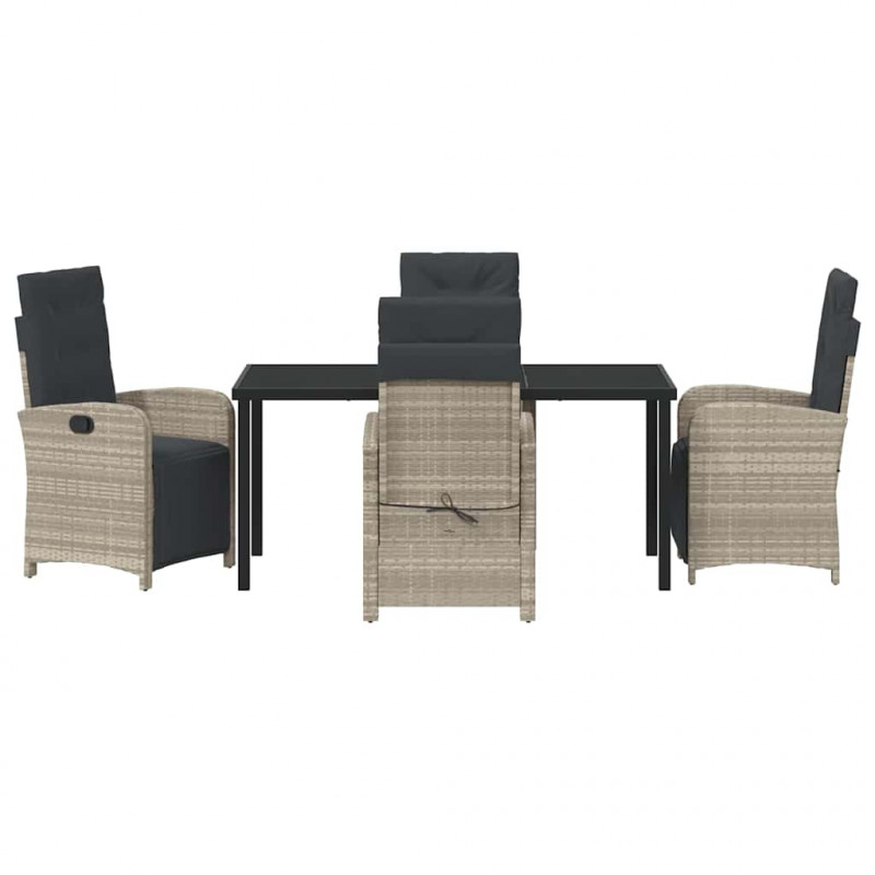 Zestaw do jadalni w ogrodzie 5 pcs Jasnoszary polirattan