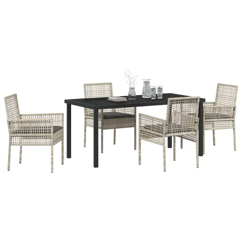 Zestaw do jadalni w ogrodzie 5 pcs Jasnoszary polirattan