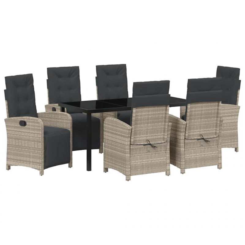 Zestaw do jadalni w ogrodzie 7 pcs Jasnoszary polirattan