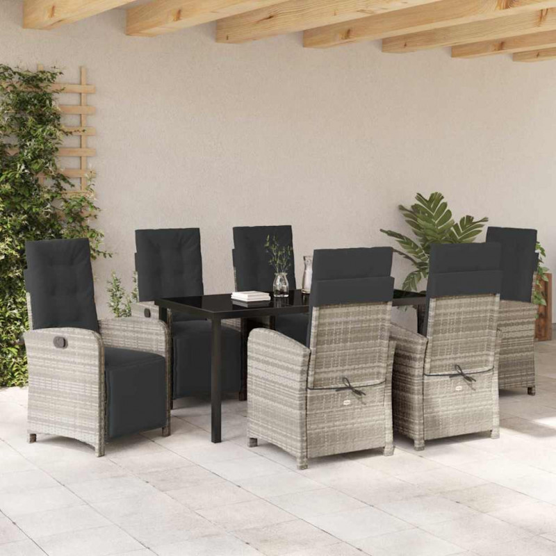 Zestaw do jadalni w ogrodzie 7 pcs Jasnoszary polirattan