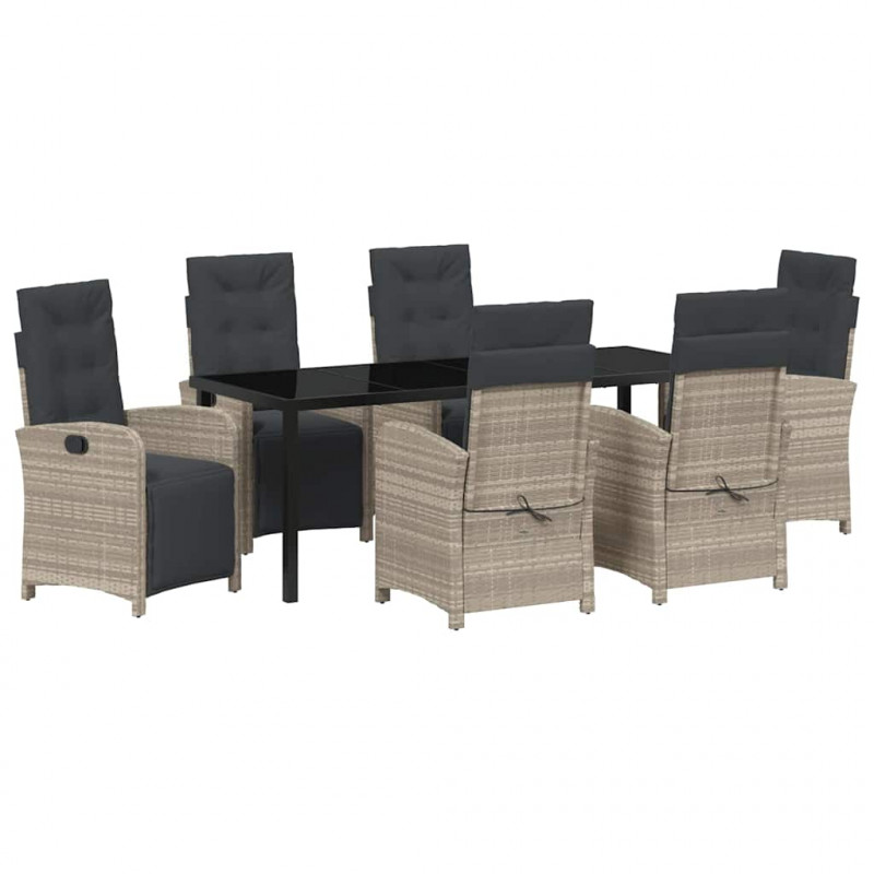 Zestaw do jadalni w ogrodzie 7 pcs Jasnoszary polirattan