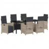 Zestaw do jadalni w ogrodzie 7 pcs Jasnoszary polirattan
