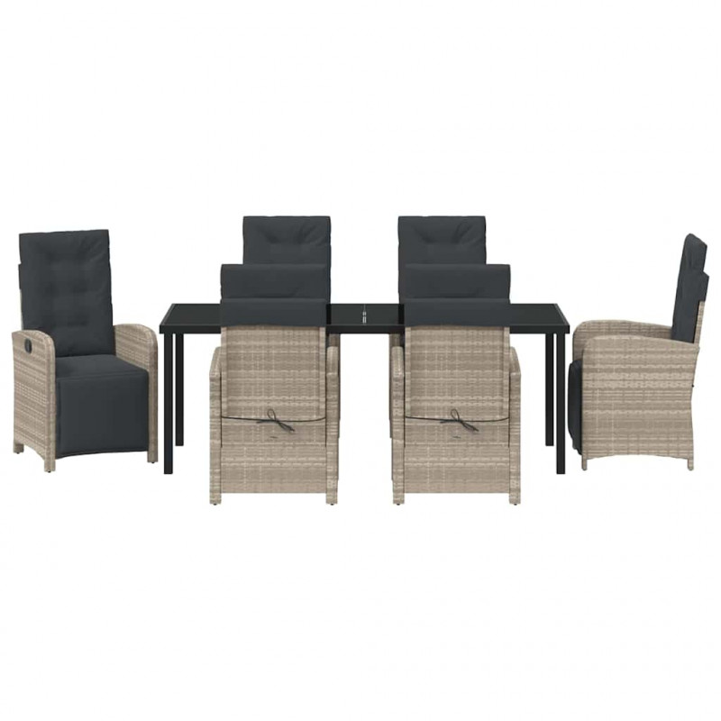 Zestaw do jadalni w ogrodzie 7 pcs Jasnoszary polirattan