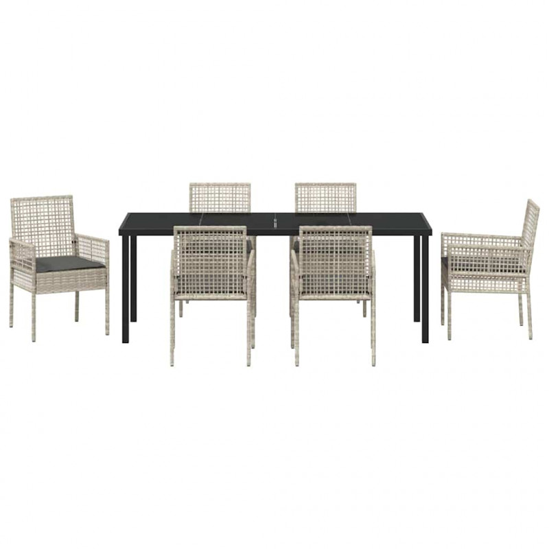 Zestaw do jadalni w ogrodzie 7 pcs Jasnoszary polirattan