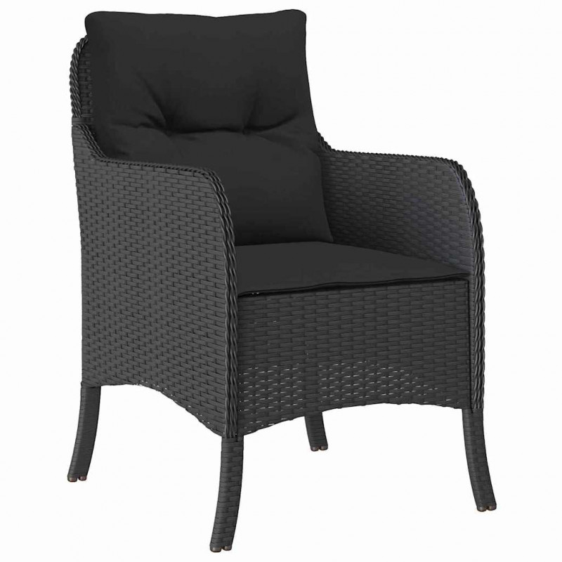 Zestaw do jadalni w ogrodzie z poduszką 5 pcs Czarny polirattan