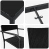 Zestaw do jadalni w ogrodzie z poduszką 7 pcs Czarny polirattan