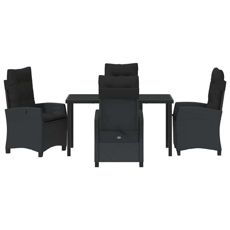 Zestaw do jadalni w ogrodzie z poduszką 5 pcs Czarny polirattan