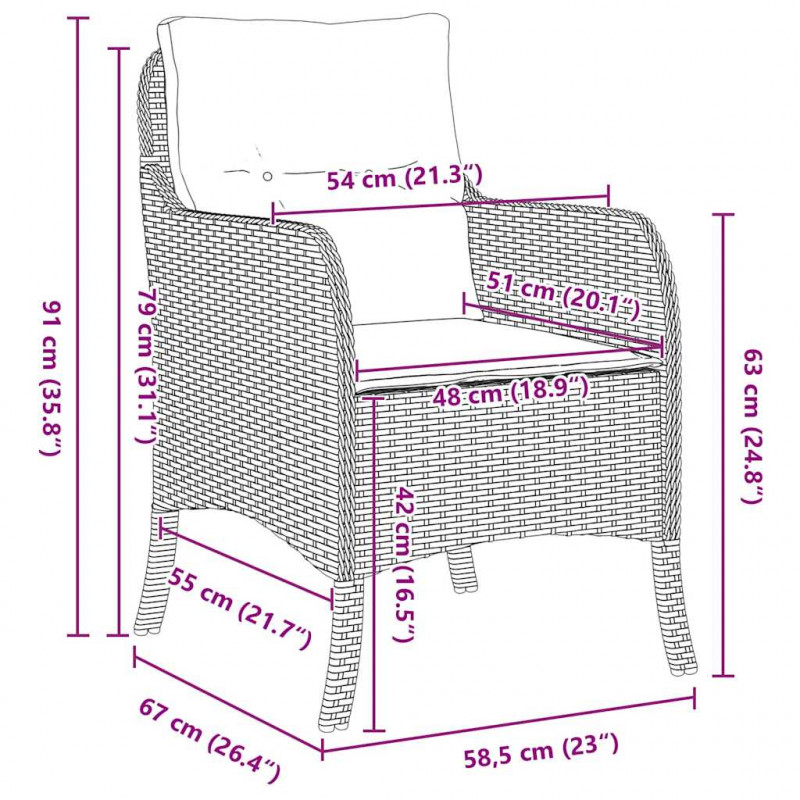 Zestaw do jadalni w ogrodzie z poduszką 7 pcs Beżowy polirattan
