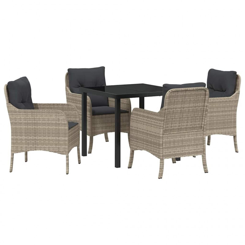 Zestaw do jadalni w ogrodzie 5 pcs Jasnoszary polirattan