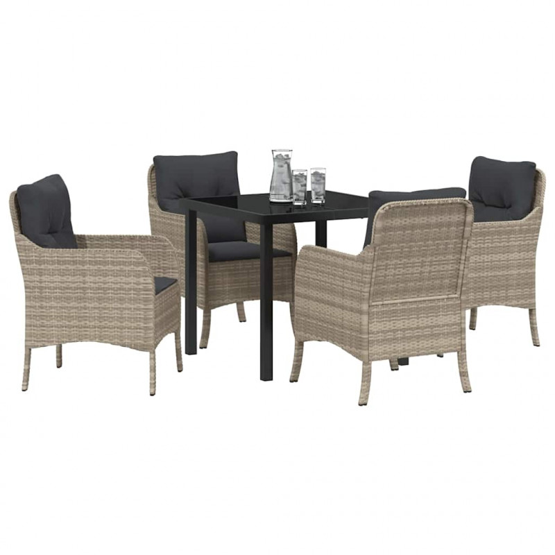 Zestaw do jadalni w ogrodzie 5 pcs Jasnoszary polirattan