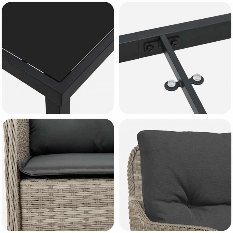 Zestaw do jadalni w ogrodzie 5 pcs Jasnoszary polirattan