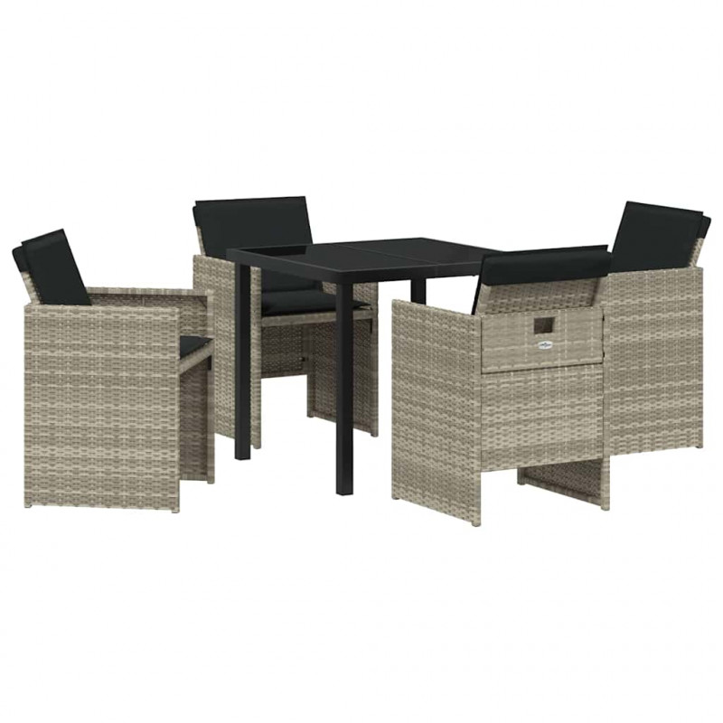 Zestaw do jadalni w ogrodzie 5 pcs Jasnoszary polirattan